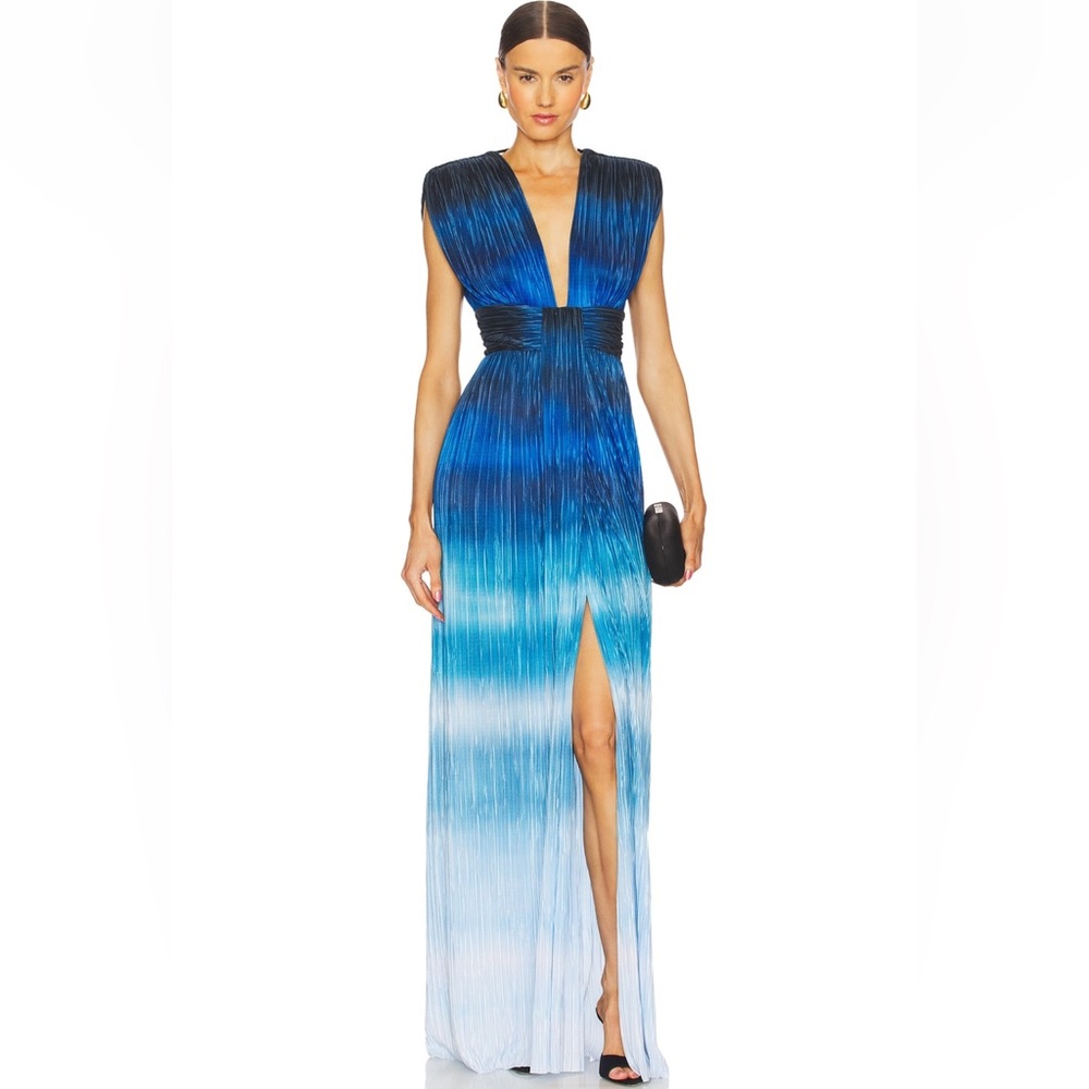 Elegant Blue Ombre Evening Gown- Emmeline Dress in blue print by Sabina Musayev